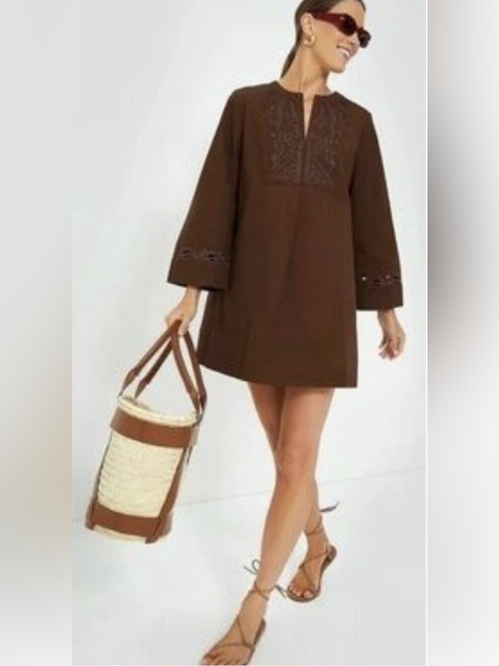 Tuckernuck Dahlia Shift Dress in Espresso Brown (Size M)
